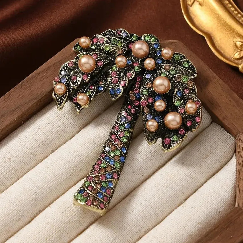 Luxury Coconut Tree Brooch Pin Classic Style Gift for Women Men