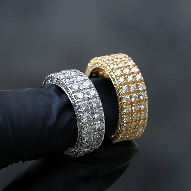 Luxury Gold & Silver Color Promise Rings Full Paved CZ Stone Brass Wedding Jewelry for Women