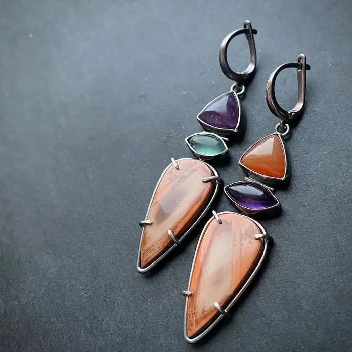 Geometric Triangle Zinc Alloy Drop Earrings Retro Style for Women Party Jewelry