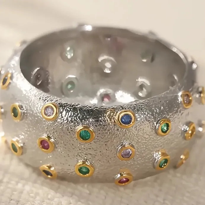 Rainbow Cubic Zirconia Ring for Women – Trendy Party & Daily Gift