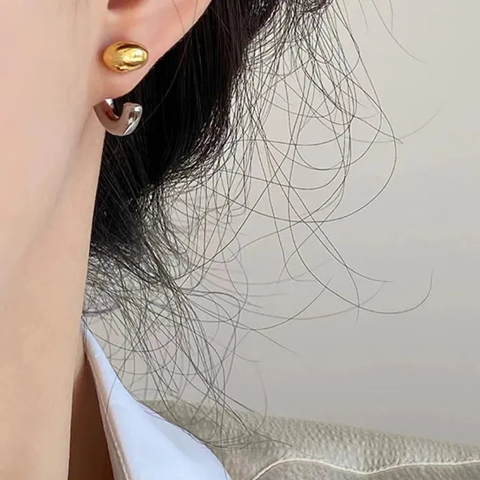 Two-Tone Irregular Copper Stud Earrings for Women Trendy Fashion 2025