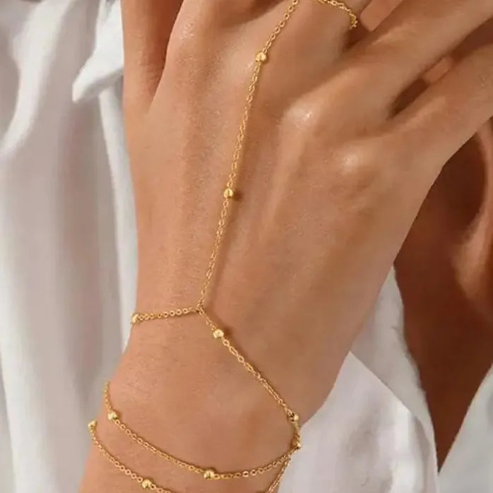 Multi-Layer Metal Beaded Bracelet for Women Gold Silver Fashion Jewelry