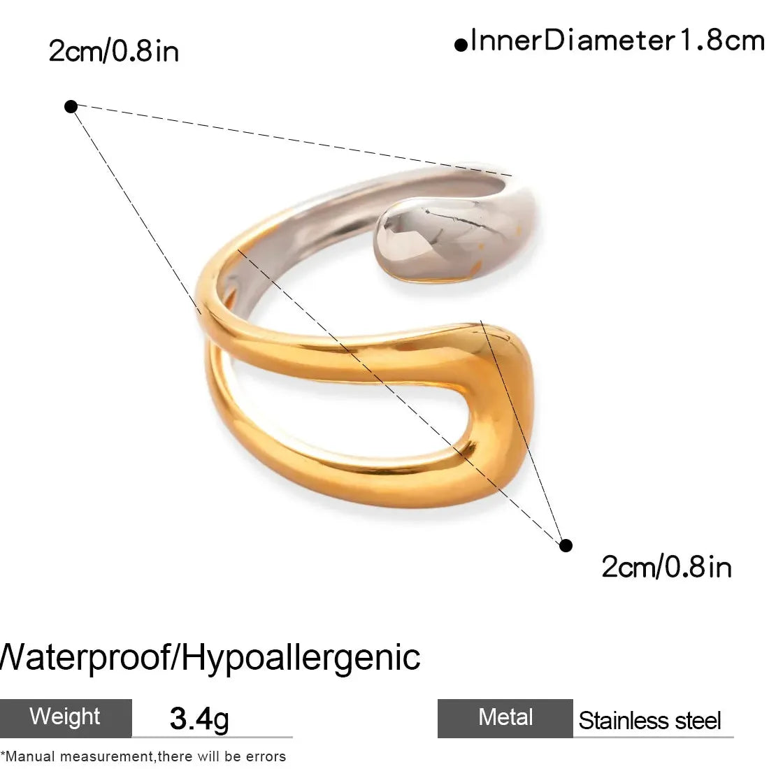 Stainless Steel Irregular Geometric Star Sun Open Ring for Women Punk Jewelry