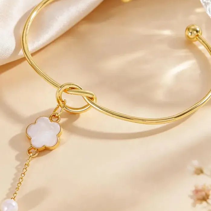Bohemian Simulated Pearl Beaded Bracelet for Women Vintage Flower Jewelry Gift