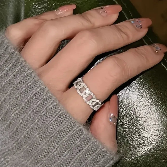 Cubic Zirconia Chain Link Wedding Ring for Women – Elegant Jewelry