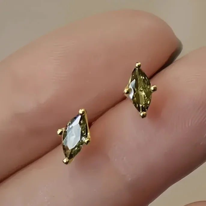 Marquise Cut Green Cubic Zirconia Copper Alloy Stud Earrings for Wedding Jewelry
