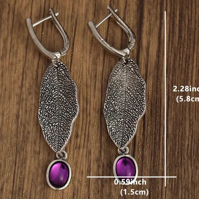 Vintage Bohemian Purple Crystal Drop Pendant Earrings for Women Jewelry Gift