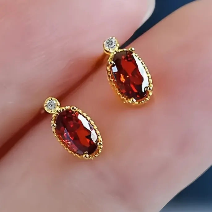 Mini Women Geometric Cubic Zirconia Stud Earrings White Red CZ Jewelry Party