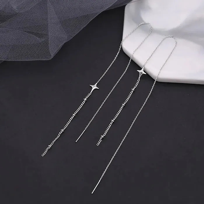 Zinc Alloy Long Tassel Star Ear Line Drop Earrings for Women