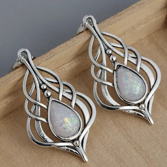 Vintage Bohemian Gothic Synthetic Gemstone Drop Earrings Zinc Alloy Jewelry Gifts Women