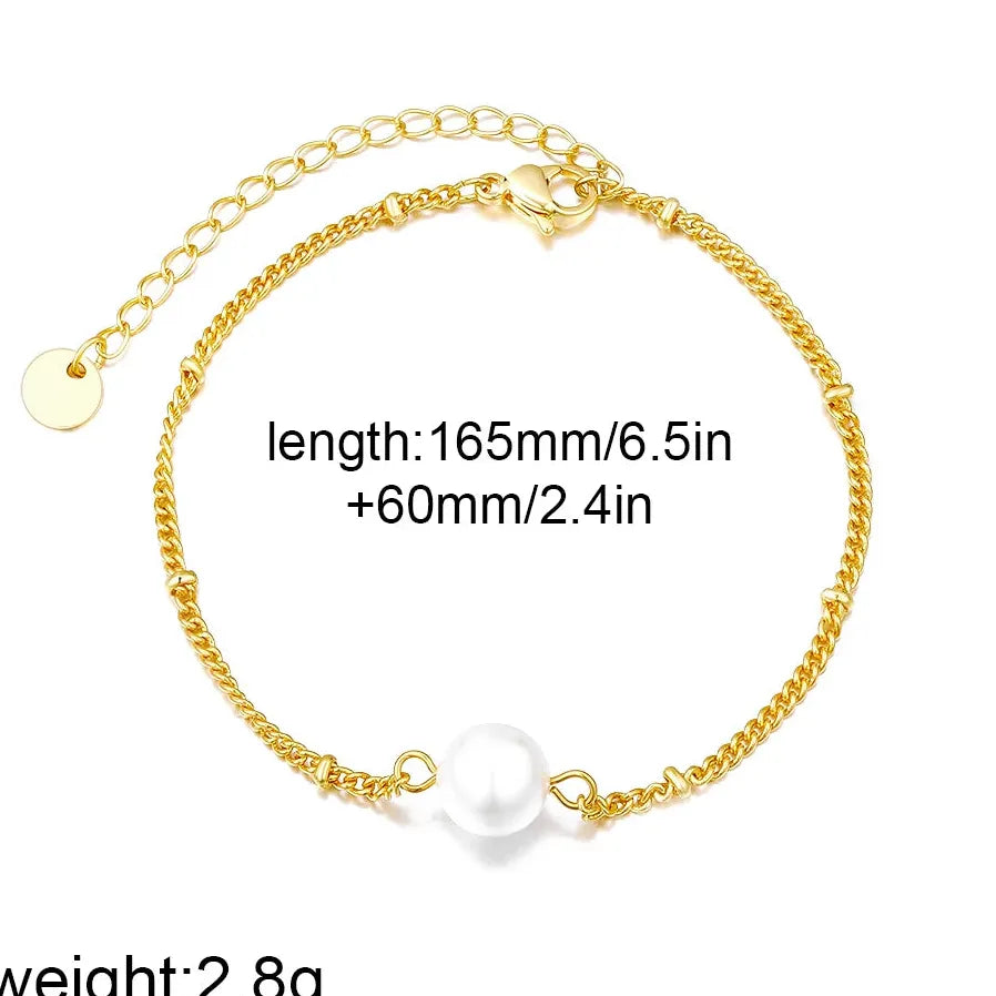 Minimalist Stainless Steel Pearl Bracelet Hypoallergenic Elegant Jewelry Gift for Women