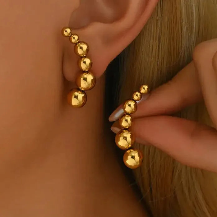 Vintage Gold Round Copper Stud Earrings for Women Classic Geometric Jewelry Gift