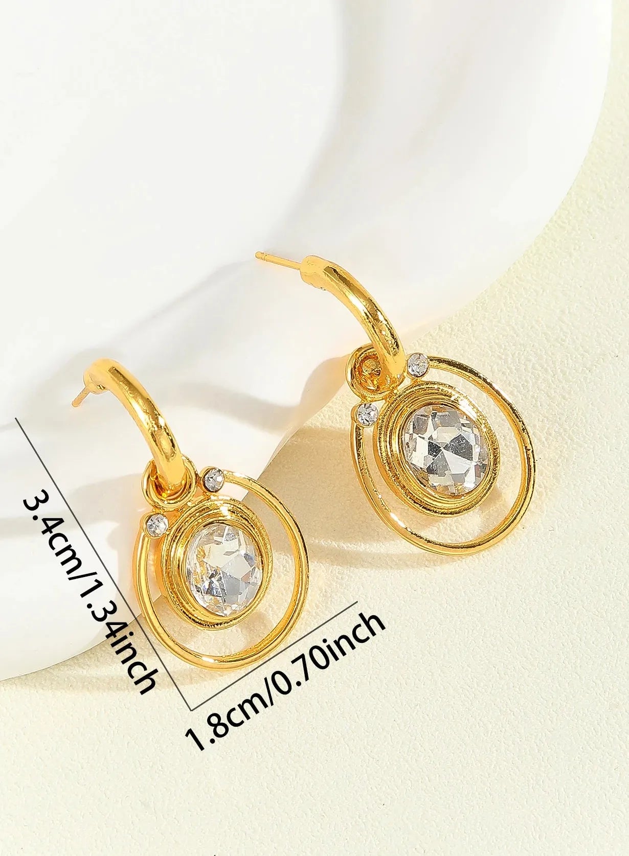 Delicate Gold Color Inlay Rhinestone Dangle Earrings for Women Zinc Alloy Jewelry Gift