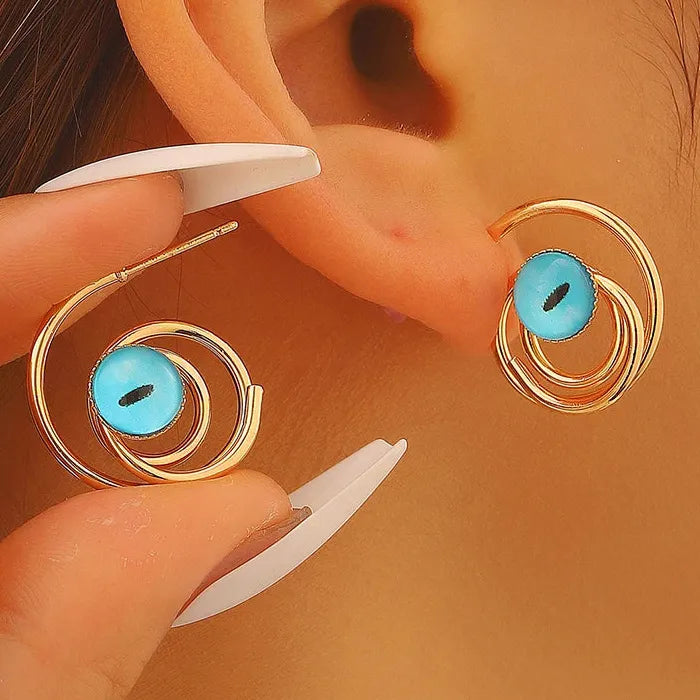 Vintage Zinc Alloy Pearl Drop Earrings Cat's Eye Dangle Jewelry Gift for Women