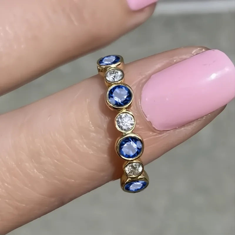 Trendy Round Cubic Zirconia Ring for Women Silver Gold Color Fashion Jewelry Daily Wear