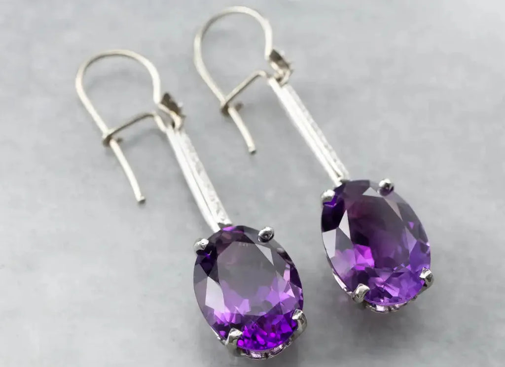 Purple Zirconia Geometry Drop Earrings Women Girls Metal Party Jewelry INS Style