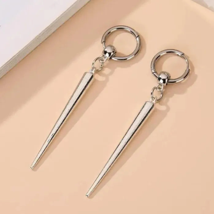 Gothic Cone Drop Earrings for Women Silver Party Jewelry Hip Hop Rock