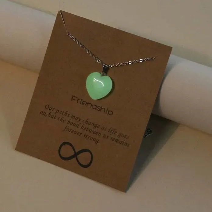 Blue Luminous Heart Pendant Necklace Glow in Dark Couple Jewelry Gift