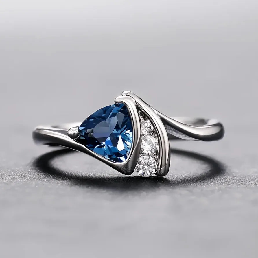 Modern Blue Cubic Zirconia Wedding Bands for Women – Elegant Collection