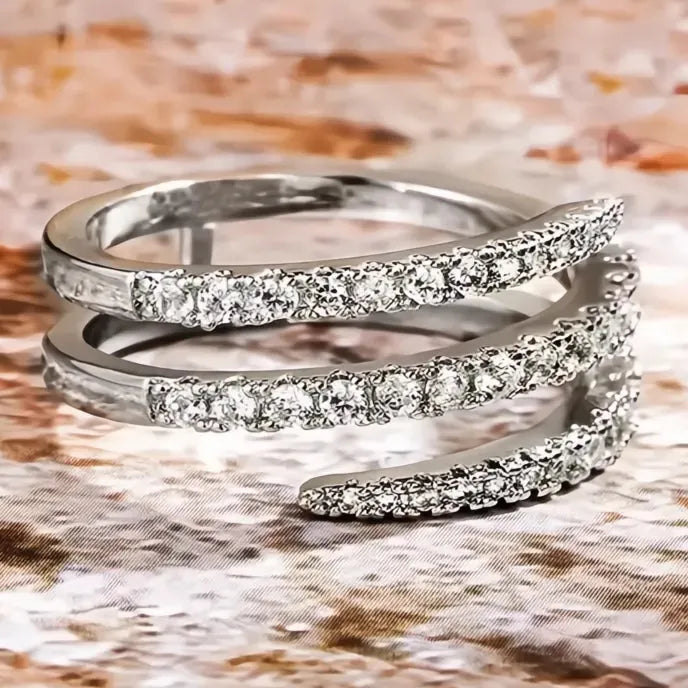 Fashion Geometric Cubic Zirconia Bridal Wedding Ring for Women Brass Jewelry
