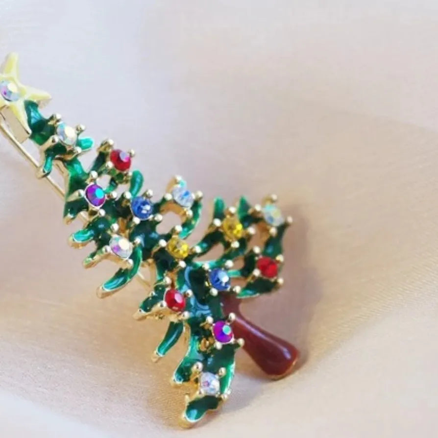 Elegant Colorful Christmas Tree Brooch Jewelry Gift for Women Men
