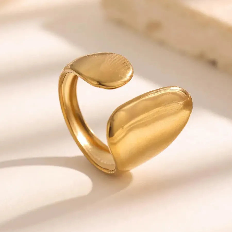 Retro Stainless Steel Irregular Geometric Cocktail Ring for Women Punk Jewelry Gift