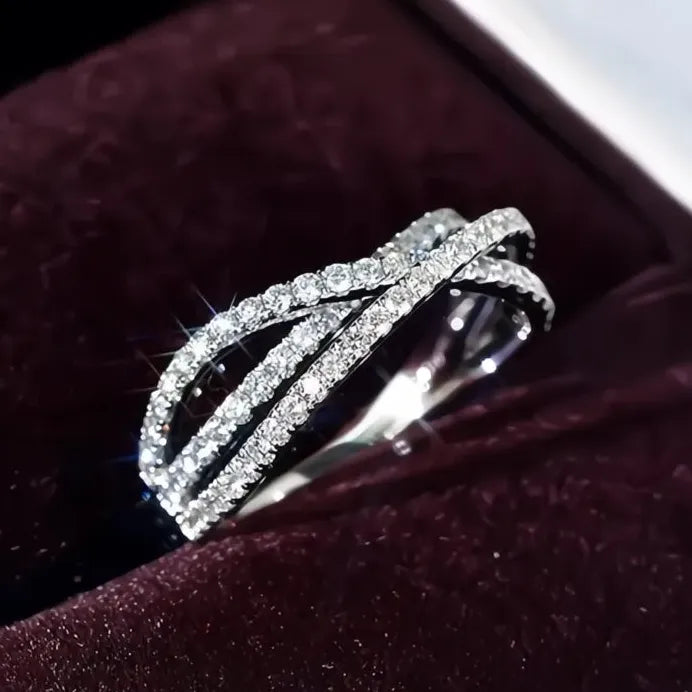 2023 Women's Geometric Cubic Zirconia Wedding Band Ring Jewelry