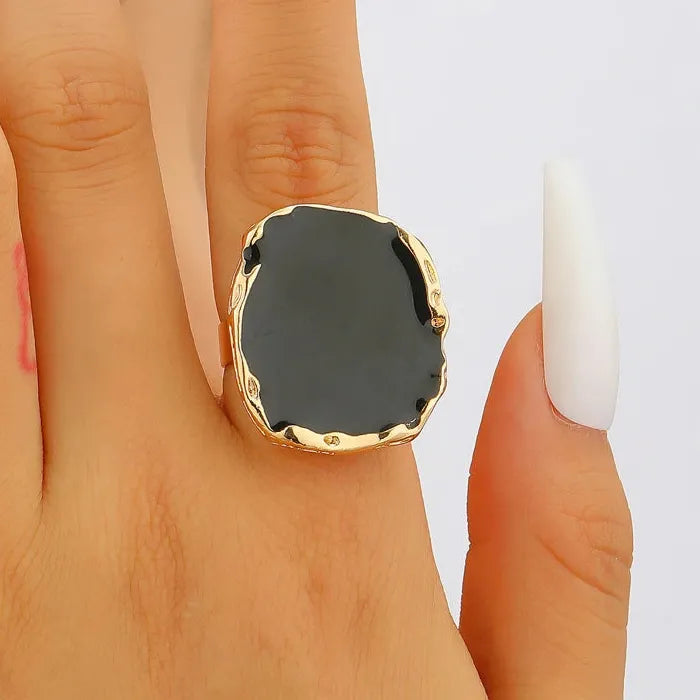 Vintage Coffee Irregular Geometric Stud Earrings and Rings Set Fashion Jewelry
