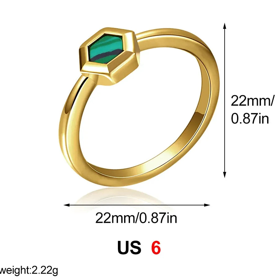 2026 Natural Stone Turquoise Geometric Stud Earrings 18K Gold Plated Waterproof Jewelry
