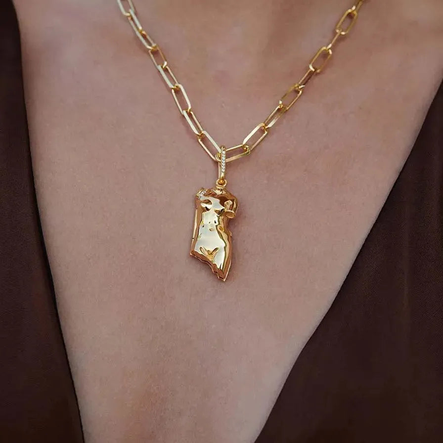 18K Gold Plated Stainless Steel Punk Body Chain Necklace for Women Gift