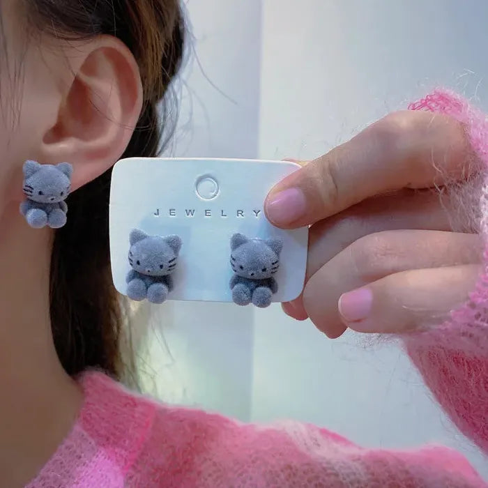 Resin Geometric Cat Stud Earrings Cute Japan Korea Cartoon Jewelry Gifts