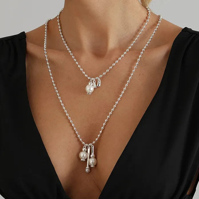 Adjustable Luxury Pearl Geometric Pendant Necklace for Women Gift