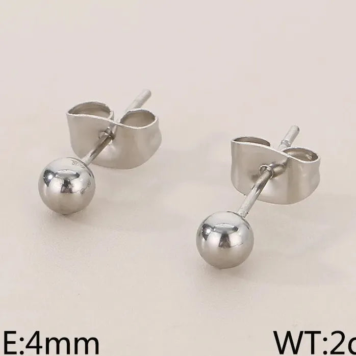 Gold Stainless Steel Hollow Ball Stud Earrings for Women Wedding Jewelry