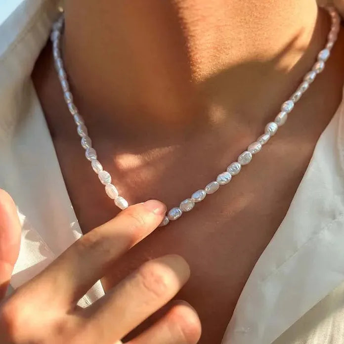 Vintage White Imitation Pearl Double Layer Elastic Choker Necklace Women Wedding Jewelry
