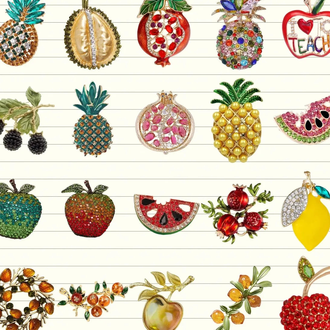 Watermelon Apple Durian Mulberry Fruit Brooch Pin for Women Men