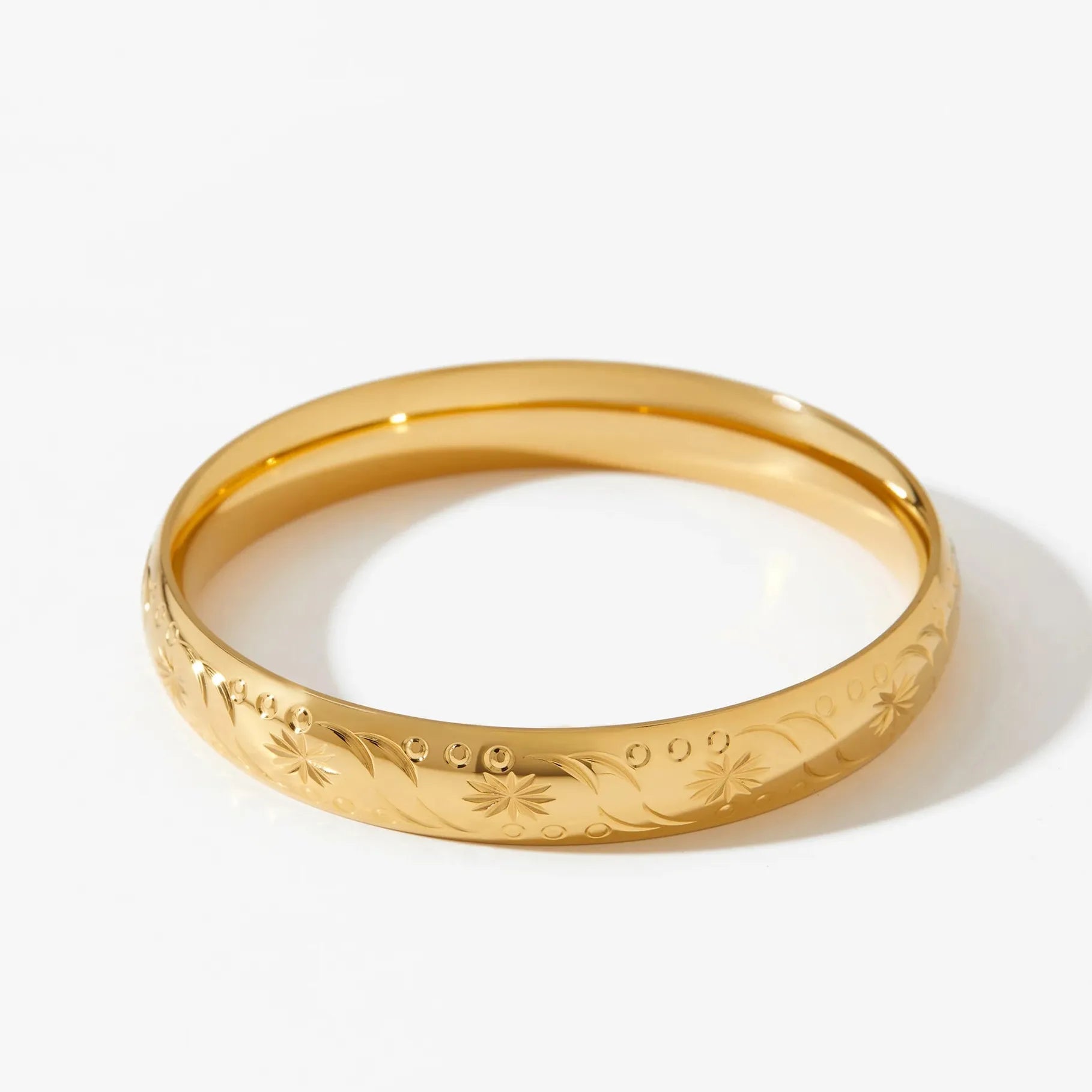 18K Gold Plated Stainless Steel Geometric Bangle Bracelet for Women Girls Jewelry
