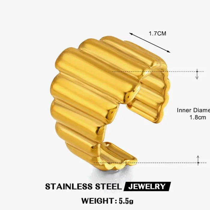 Adjustable Stainless Steel Geometric Open Ring Vintage Jewelry Gift for Women Men