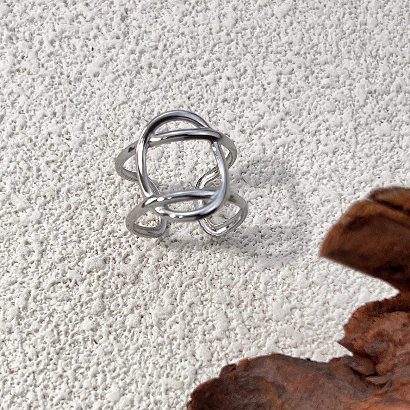 18k Gold Plated Stainless Steel Geometric Twist Ring Unisex Punk Jewelry