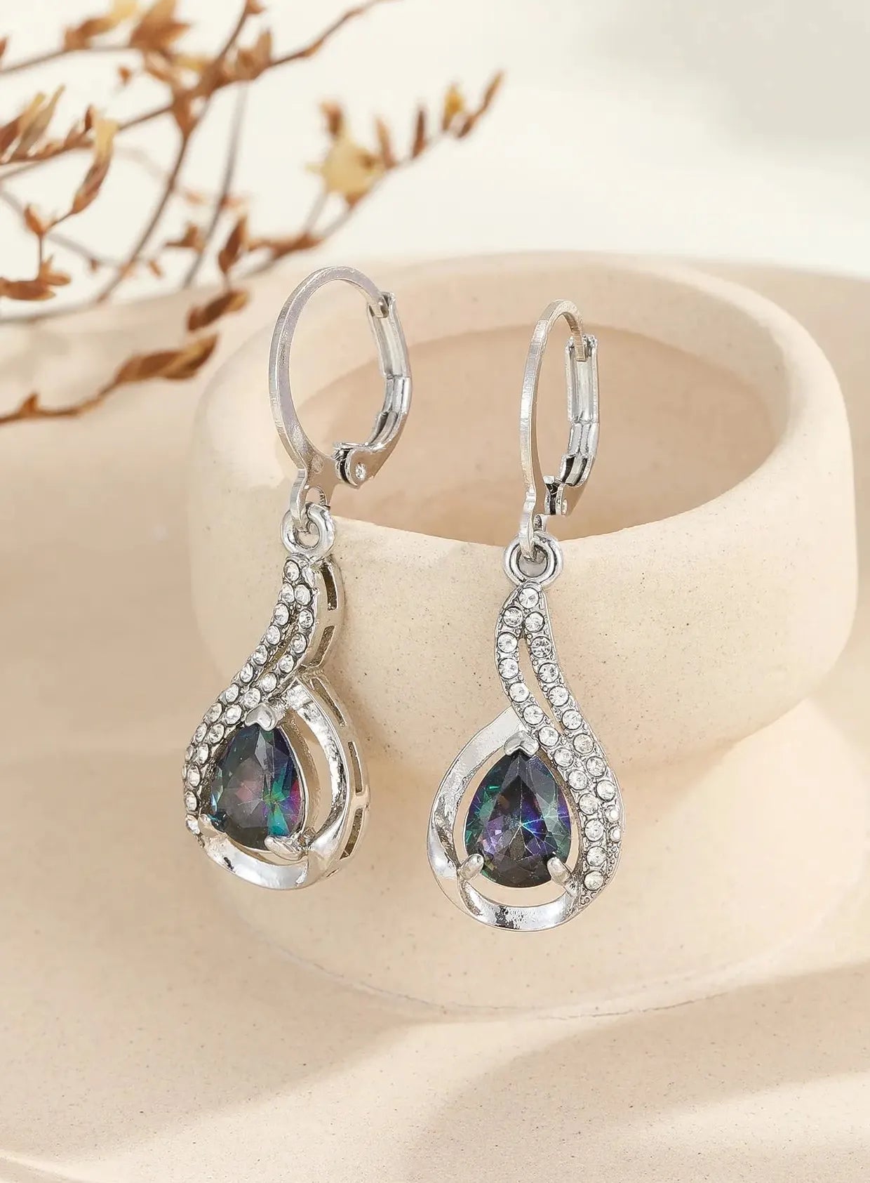 Zircon Crystal Water Droplet Earrings for Women Girls Wedding Party Jewelry Gift
