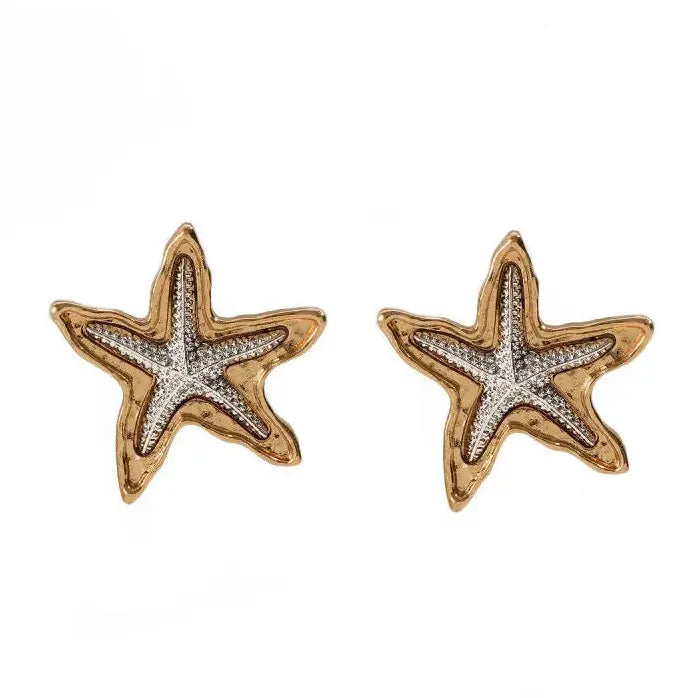 Exaggerated Ocean Starfish Double-Layer Bohemian Drop Earrings for Women