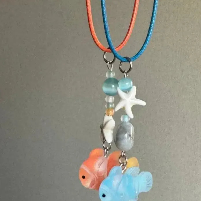 Acrylic Cartoon Clownfish Pendant Necklace for Women Girls Marine Jewelry Gift