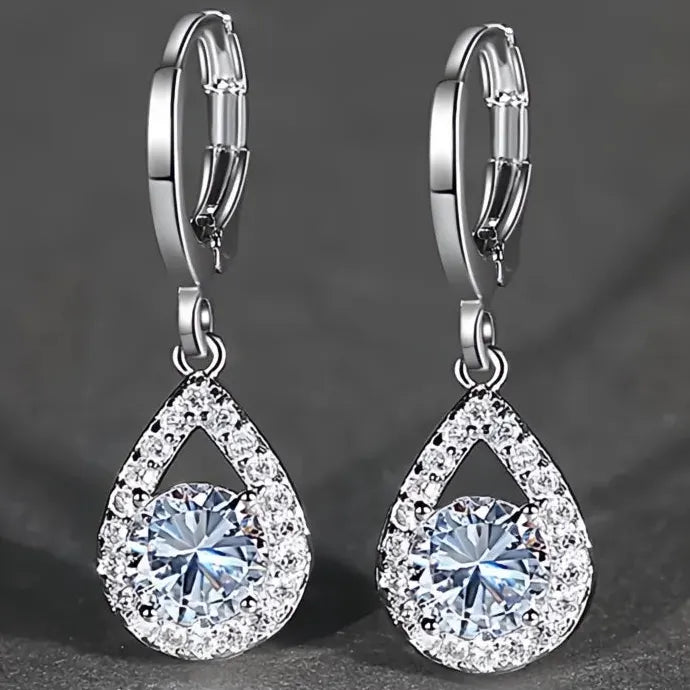 Elegant Geometric Waterdrop Drop Earrings for Women Copper Alloy Jewelry
