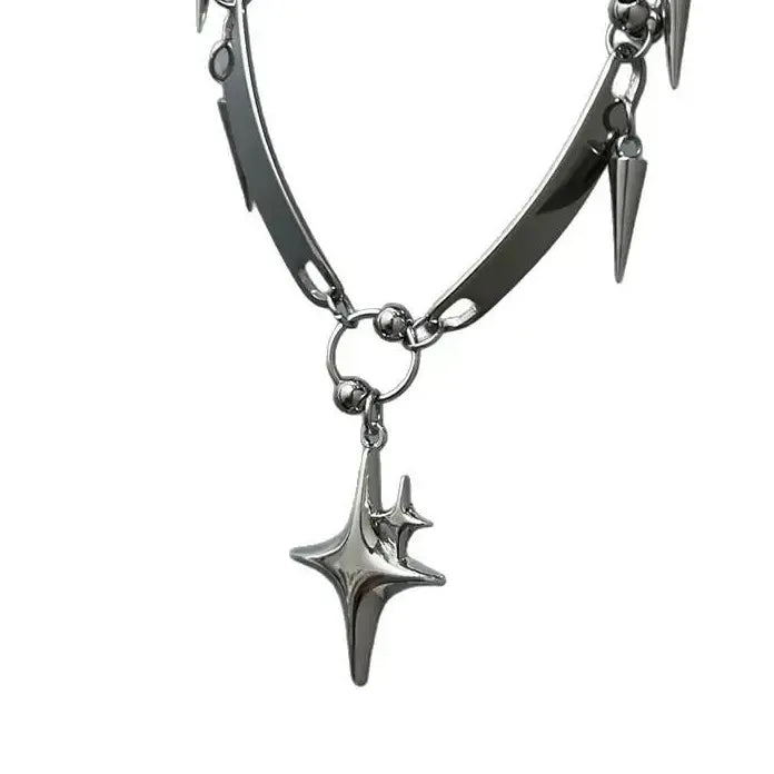 Hiphop Punk Star Pendant Necklace Men Women Gothic Y2K Rock Jewelry