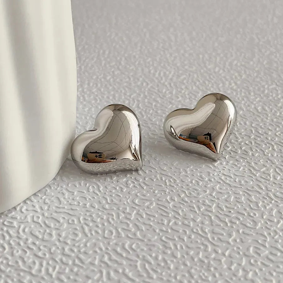 Minimalist Heart Stud Earrings for Women Zinc Alloy Wedding Jewelry