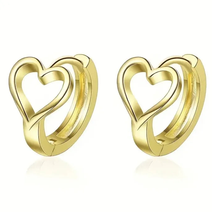 Hollow Heart Geometric Hoop Earrings Copper Alloy Dainty Silver Gold Jewelry