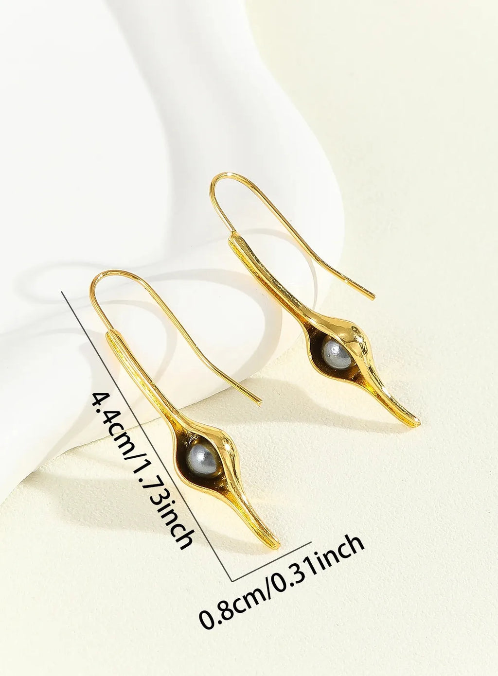 Elegant Round Geometry Pearl Drop Earrings for Women Gold Color Dangle Jewelry