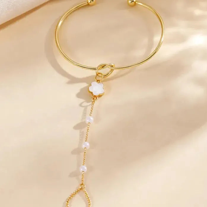 Bohemian Simulated Pearl Beaded Bracelet for Women Vintage Flower Jewelry Gift