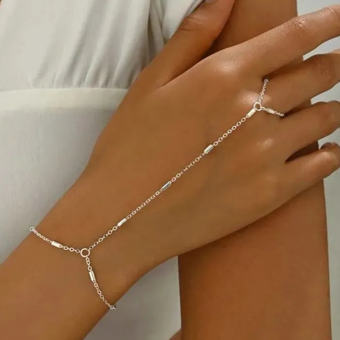 Gold Color Square Hand Chain Bracelet for Women Link Jewelry Gift