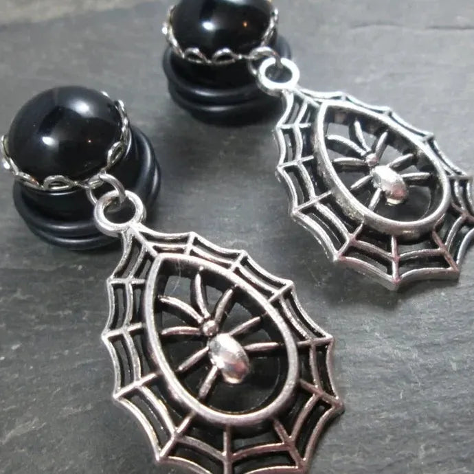 Vintage Spider Web Pendant Earrings Zinc Alloy Gothic Punk Halloween Gift