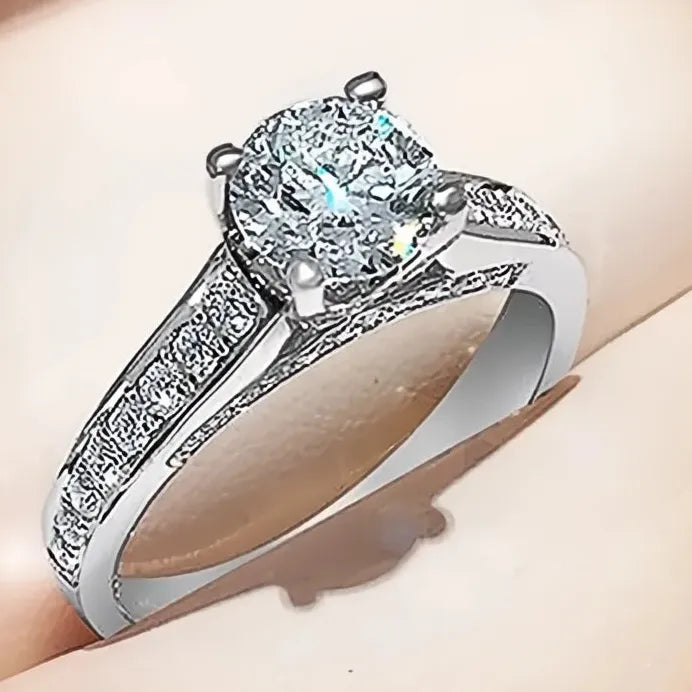 Women's Geometric Wedding Ring with AAA Cubic Zirconia Stones